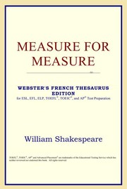 Cover of: Measure for Measure (Webster's French Thesaurus Edition)