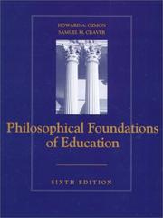 Cover of: Philosophical foundations of education by Howard Ozmon