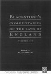 Cover of: Blackstone's Commentaries on The Laws of England Volumes I-IV by Morrison - undifferentiated