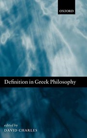 Cover of: Definition in Greek Philosophy