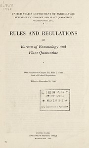 Cover of: Rules and regulations of Bureau of entomology and plant quarantine...