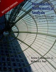 Cover of: Introductory mathematical analysis for business, economics, and the life and social sciences by Ernest F. Haeussler