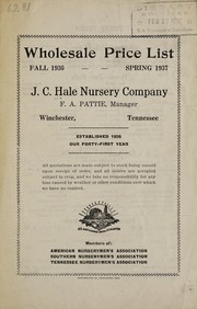 Cover of: Wholesale price list, fall 1936 -- spring 1937 by J.C. Hale (Firm)