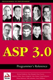 Cover of: ASP 3.0 programmer's reference