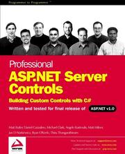 Cover of: Professional ASP.NET Server Controls: Building Custom Controls with C#