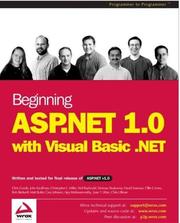 Cover of: Beginning ASP.NET 1.0 with VB.NET