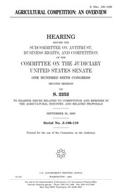Cover of: Agricultural competition by United States Congress, United States Senate, Committee on the Judiciary