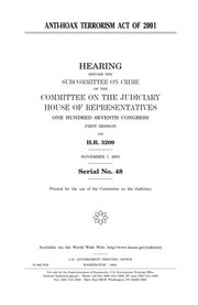 Cover of: Anti-Hoax Terrorism Act of 2001 by United States Congress, United States House of Representatives, Committee on the Judiciary