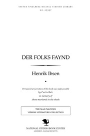 Cover of: Der folḳs faynd by Henrik Ibsen