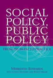 Cover of: Social Policy, Public Policy | Meredith Edwards