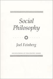 Cover of: Social Philosophy (Foundations of Philosophy) by Joel Feinberg