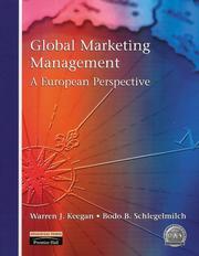 Cover of: Global Marketing Management by Warren J. Keegan, Bodo Schlegelmilch