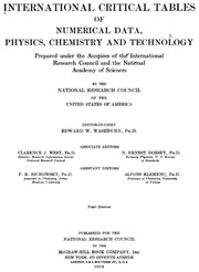Cover of: International critical tables of numerical data, physics, chemistry and technology: prepared under the auspices of the International research council and the National academy of sciences