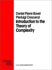 Cover of: Introduction to the theory of complexity by Daniel P. Bovet