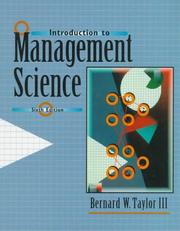 Cover of: Introduction to management science | Bernard W. Taylor