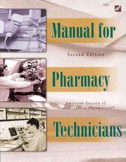 Cover of: Manual for pharmacy technicians.