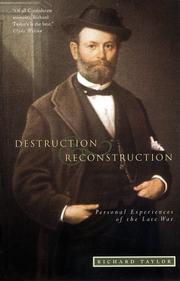 Cover of: Destruction and reconstruction by Taylor, Richard