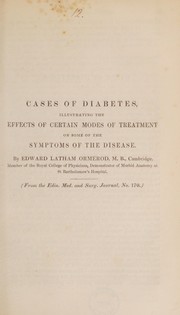Cover of: Cases of diabetes, illustrating the effects of certain modes of treatment on some of the symptoms of the disease