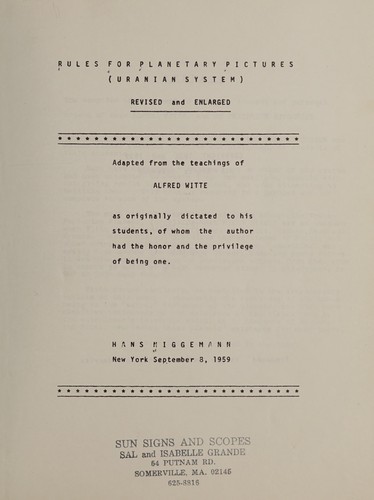 Rules for planetary pictures (Uranian system) by Hans Niggemann