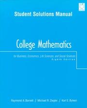 Cover of: Student Solutions Manual to College Math & Business Accounting