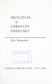 Cover of: Principles of Christian theology. by John Macquarrie