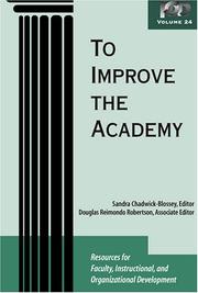 Cover of: To Improve the Academy, Vol. 24: Resources for Faculty, Instructional, and Organizational Development (JB - Anker Series)