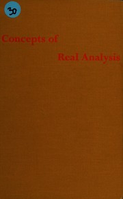 Cover of: Concepts of real analysis