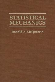 Cover of: Statistical mechanics by Donald A. McQuarrie