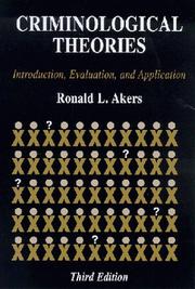 Cover of: Criminological theories by Ronald L. Akers