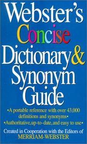 Cover of: Webster's concise dictionary & synonym guide by created in cooperation with the editors of Merriam-Webster.