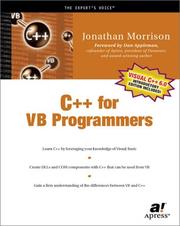 Cover of: C++ for VB Programmers