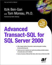 Cover of: Advanced Transact-SQL for SQL Server 2000 by Itzik Ben-Gan, Tom Moreau