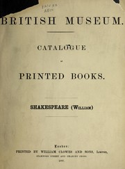 Cover of: Catalogue of printed books.: Shakespeare (William)