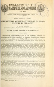 Cover of: Agricultural alcohol: studies of its manufacture in Germany
