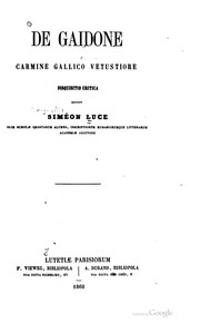 Cover of: De Gaidone carmine gallico vetustiore disquisitio critica