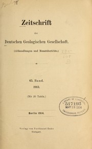 Cover of: Zeitschrift der Deutschen Geologischen Gesellschaft by Deutsche Geologische Gesellschaft