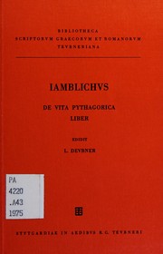 Cover of: Iamblichi De vita Pythagorica liber