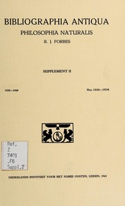 Cover of: Bibliographia antiqua: philosophia naturalis : supplement II, 1950-1960