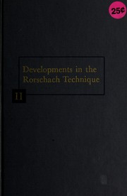 Cover of: Developments in the Rorschach technique - Volume II by Bruno Klopfer