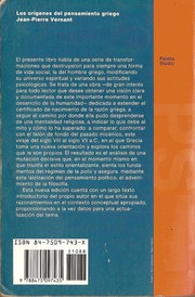 Cover of: Los Origenes Del Pensamiento Griego by Jean-Pierre Vernant