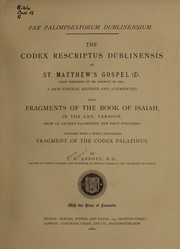 Cover of: Par palimpsestorum Dublinensium by Abbott, Thomas Kingsmill