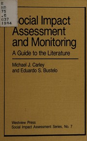 Cover of: Social impact assessment and monitoring by Michael Carley