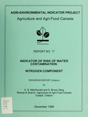 Cover of: Indicator of risk of water contamination by K. Bruce MacDonald