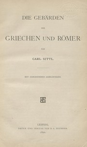 Cover of: Die gebärden der Griechen und Römer