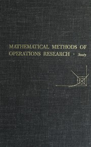 Cover of: Mathematical methods of operations research.