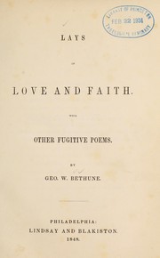 Cover of: Lays of love and faith: with other fugitive poems