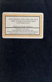 Cover of: Grundriss zur Geschichte der angelsächsischen Litteratur: mit einer Übersicht der angelsächsischen Sprachwissenschaft