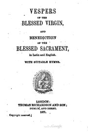 Cover of: Vespers Of The Blessed Virgin by 