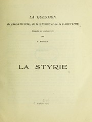 Cover of: La question du Prekmurje, de la Styrie et de la Carinthie: La Styrie