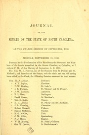 Cover of: Journal of the Senate of the State of South Carolina